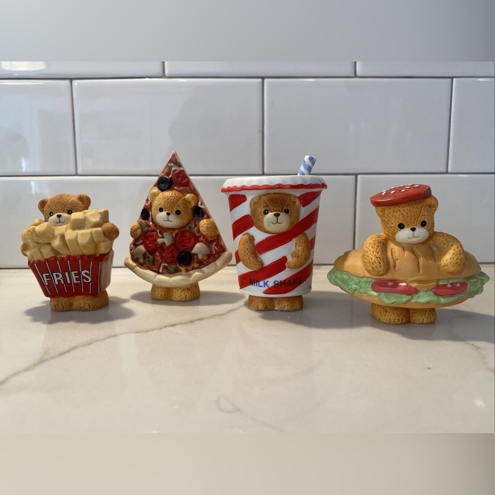 SOLD - Lucy & Me- Collection of 4 Food Bear Figurines.